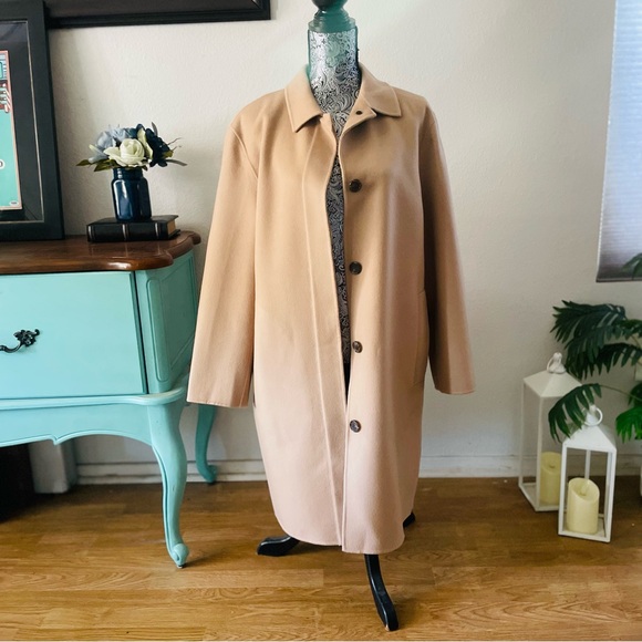 Theory Kaiter Wool & Cashmere Coat in Buckwheat / Dark Elm Size Large - Picture 2 of 9